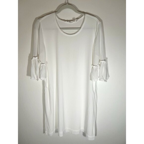 Wilt Dresses & Skirts - WILT white flowy ruffle sleeve minimalist shift dress sz L coquette classic